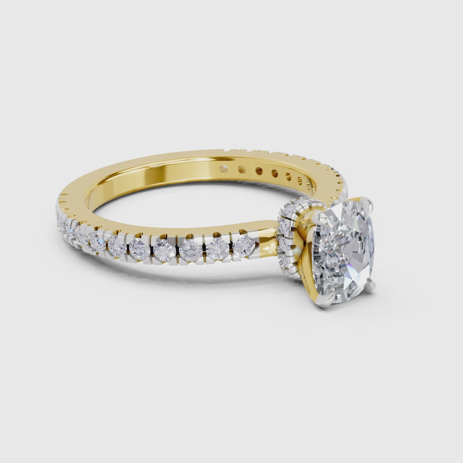 1.41 Ct Cushion Shape Solitaire Diamond Ring| 14K Yellow Gold