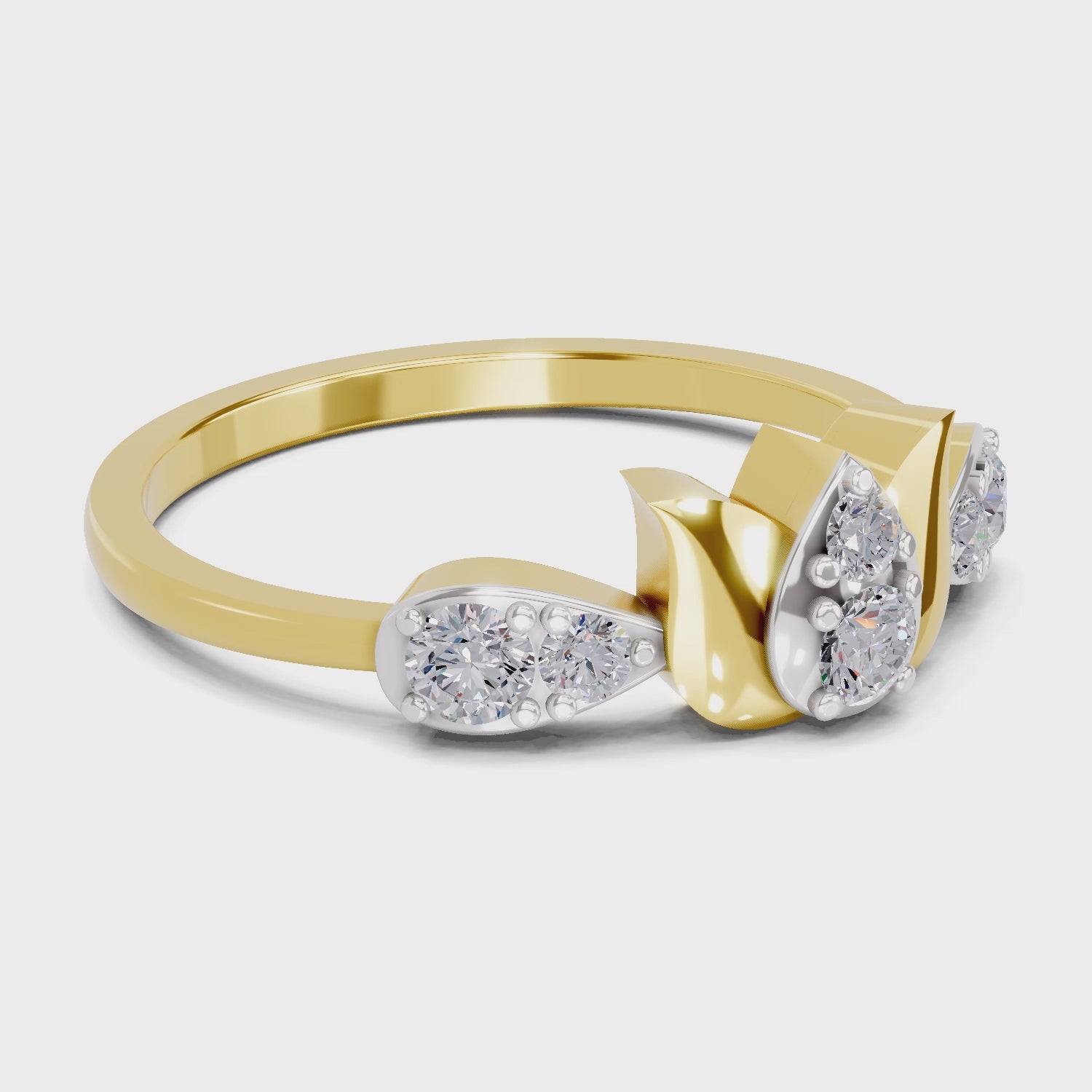 Load video: 0.3 Carat  | 925 Sterling Silver Gold Plated Lotus Ring