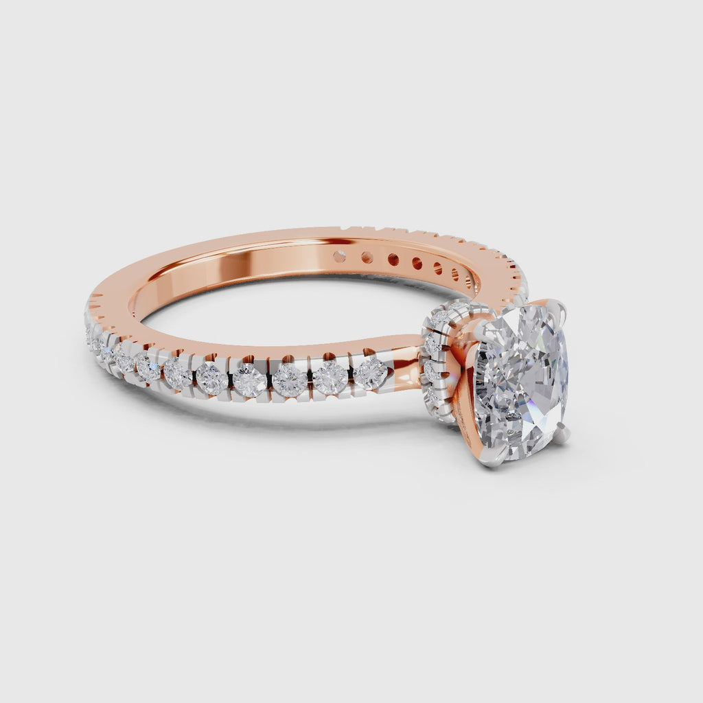 1.41 Ct Cushion Shape Solitaire Diamond Ring| 14K Rose Gold