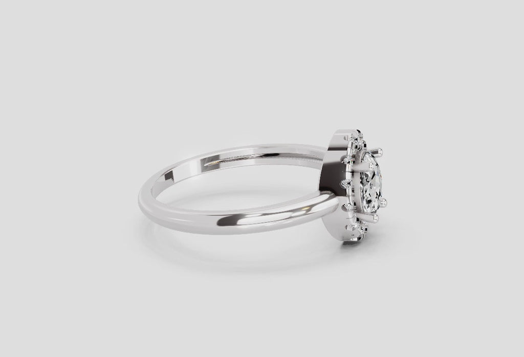 0.75 Oval Shape Diamond | 14K White Gold