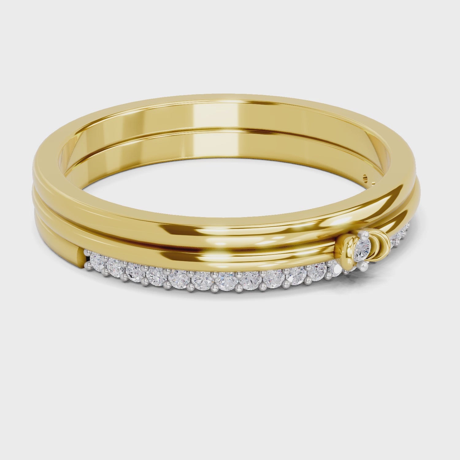 Load video: 0.13 Ct Round Shape | 925 Sterling Silver Gold Plated Band Ring