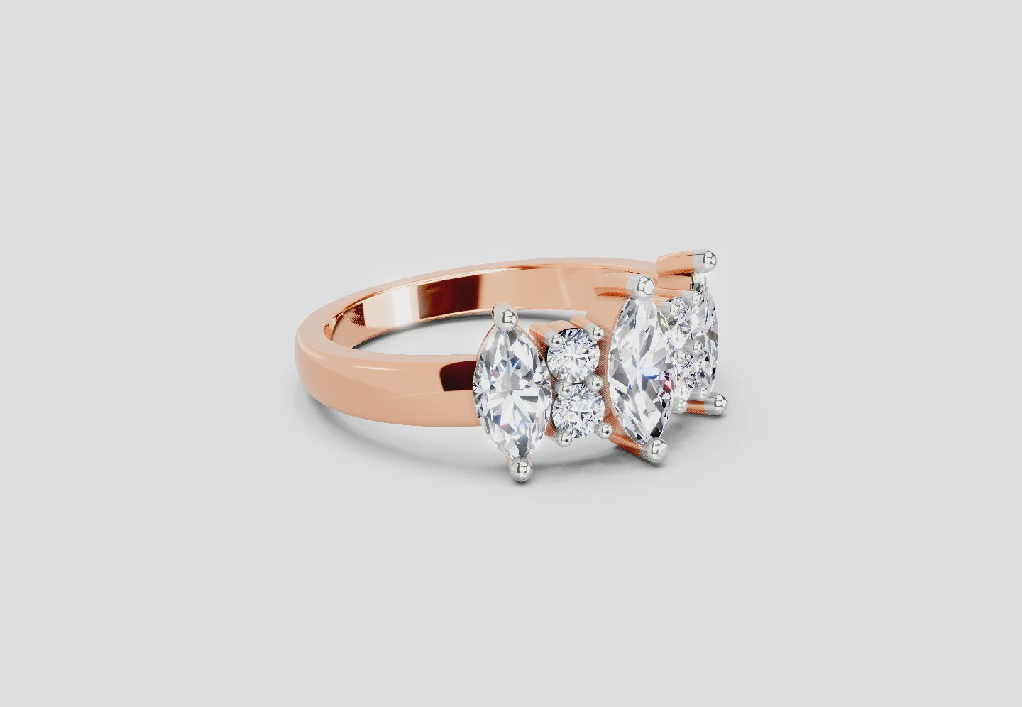 Load video: 1.08 Ct Marquise Three-Stone Ring | 14K Rose Gold