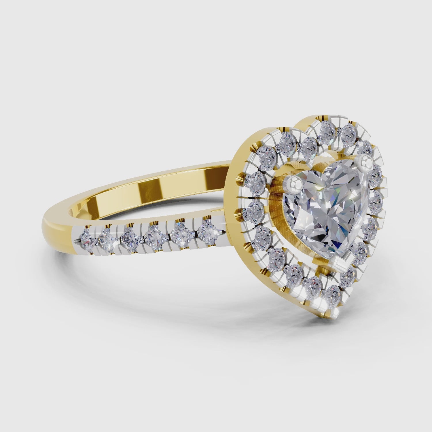 Load video: 1.54 Carat Heart Shape Halo Engagement Ring | 14K Yellow Gold