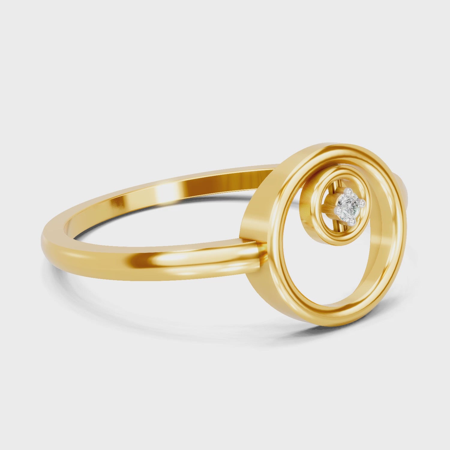 Load video: 0.02 Carat  | 925 Sterling Silver Gold Plated Circle Fashion Ring