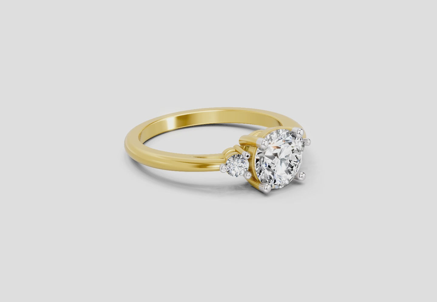 Load video: 1.05 Ct Round 3 Stone Diamond Ring | 14K Yellow Gold