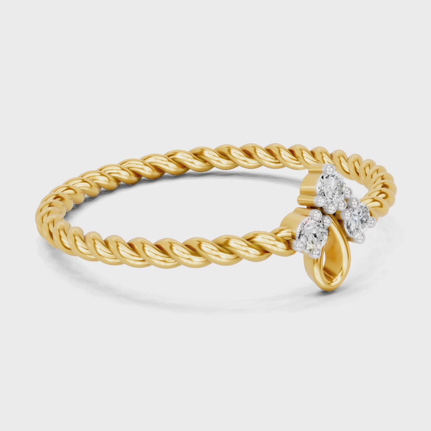 Load video: 0.05 Carat | 925 Sterling Silver Gold Plated Trinity Twist Ring