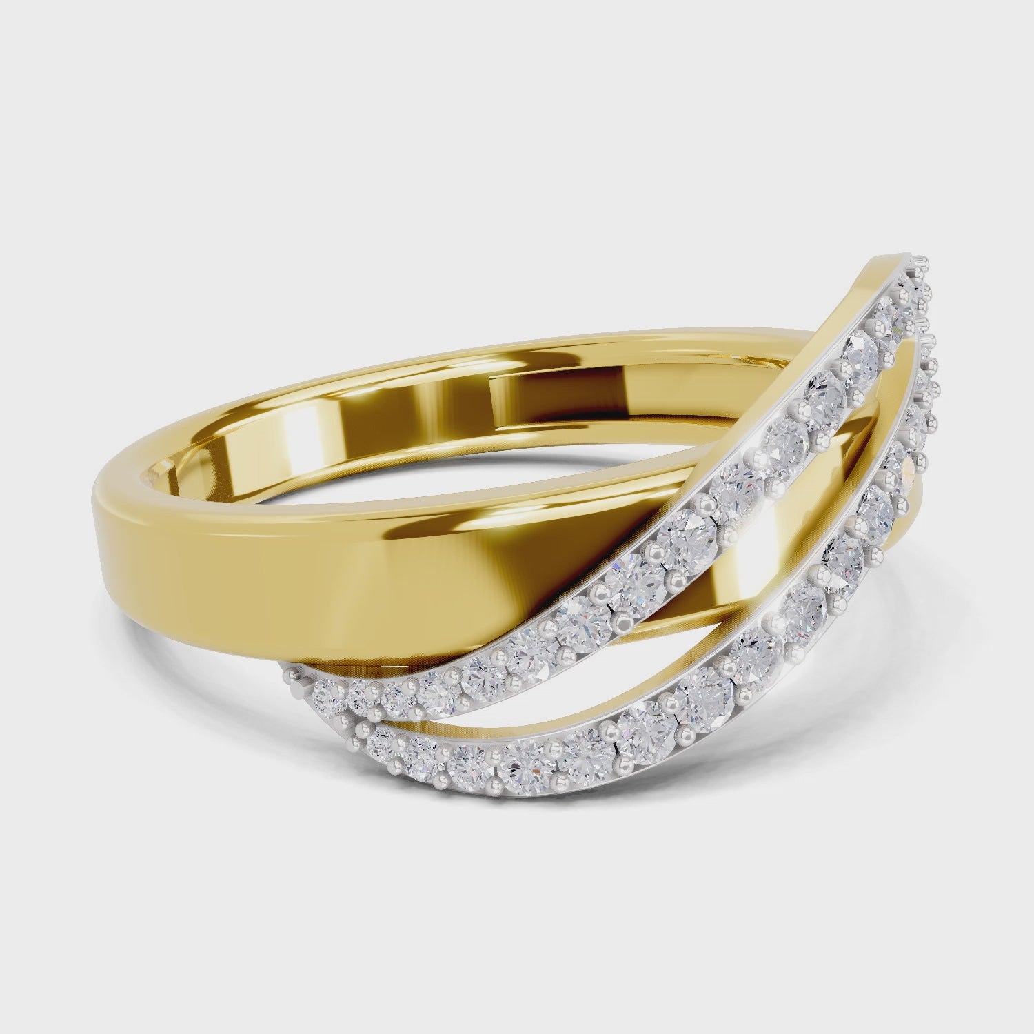 Load video: 0.34 Carat  | 925 Sterling Silver Gold Plated Fashion Band Ring