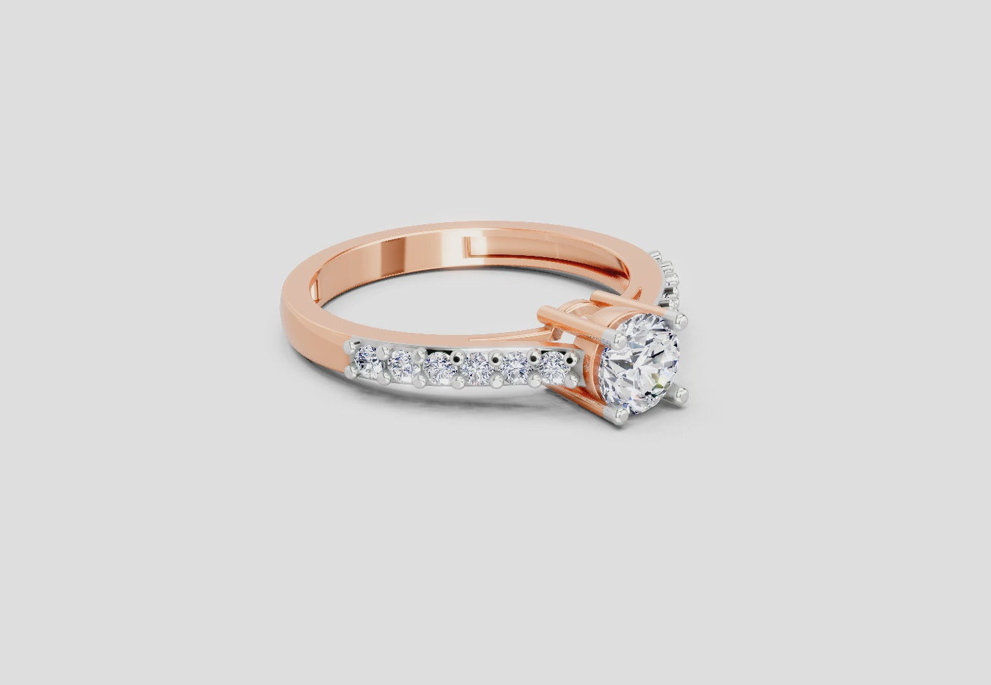 Load video: 0.75 Ct Round Shape Diamond Solitaire Ring | 14K Rose Gold