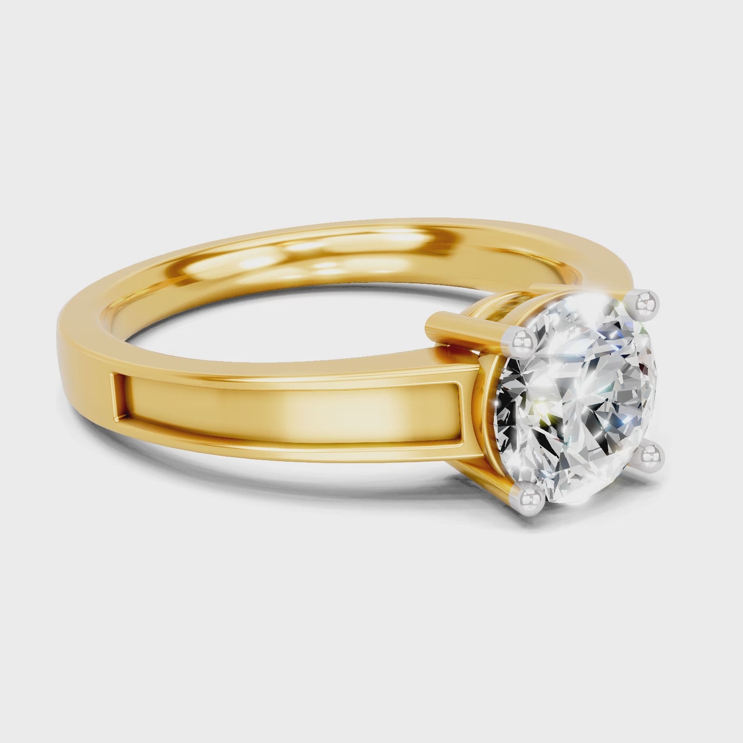 Load video: 1.5 Carat  | 925 Sterling Silver Gold Plated Solitaire Ring