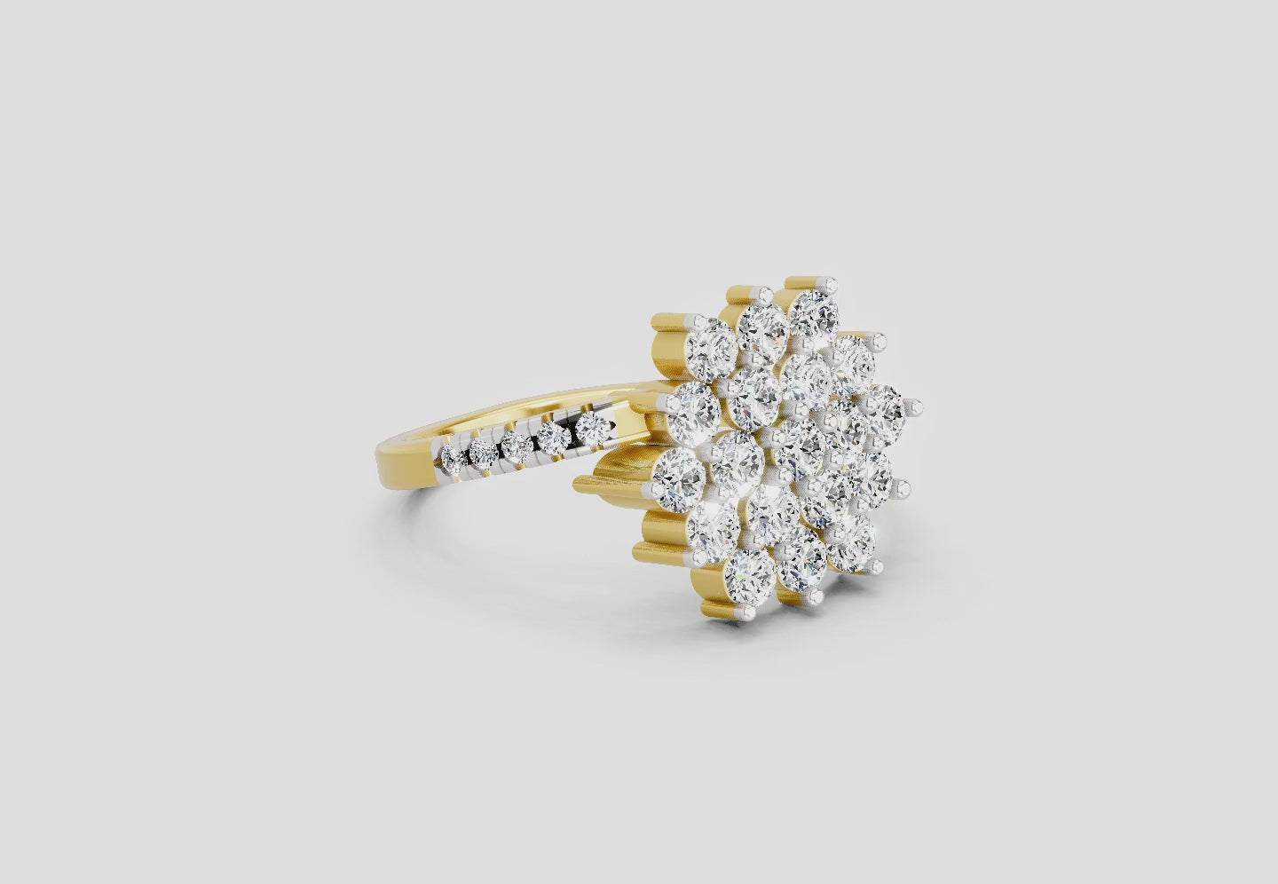 Load video: 0.93 Carat Snowfall Cluster Promise Engagement Ring | 14K Yellow Gold