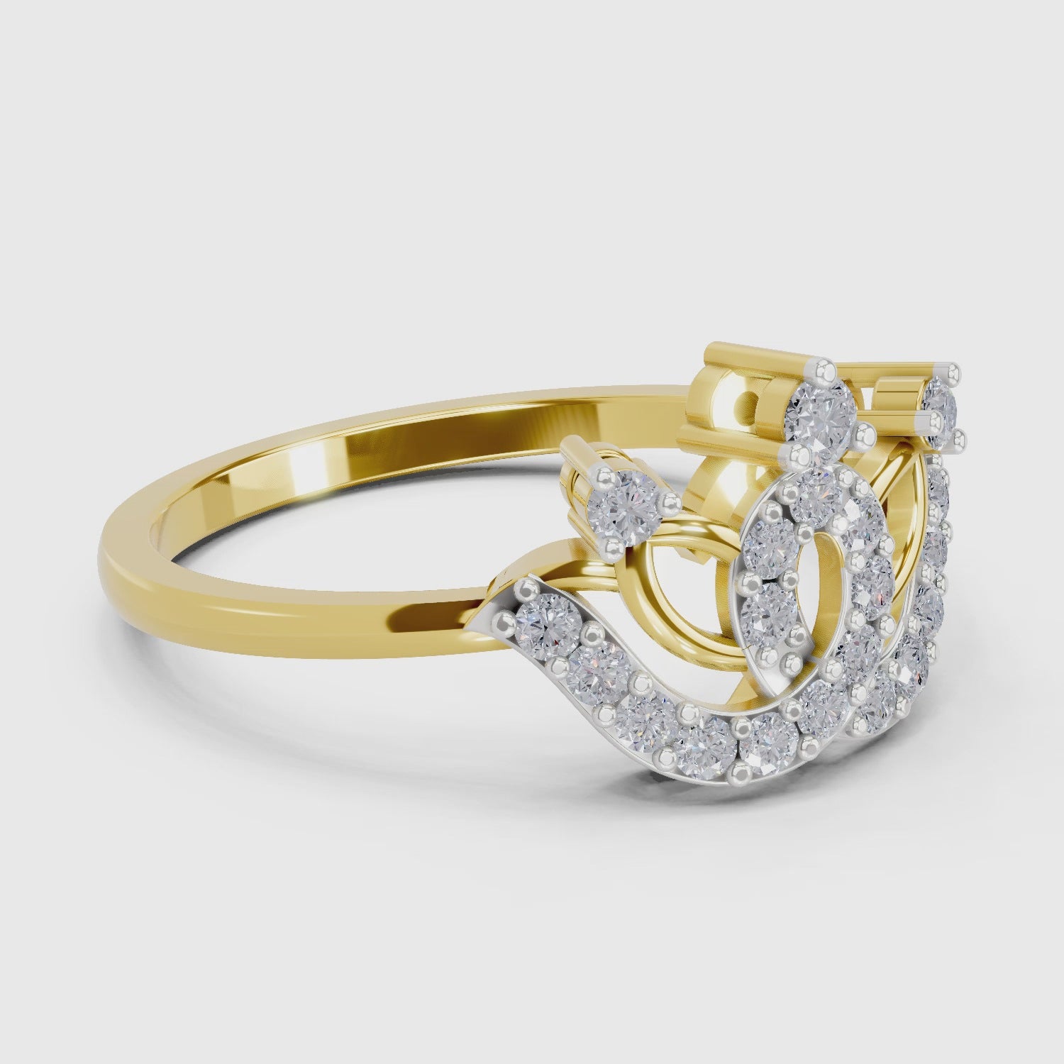 Load video: 0.22 Carat  | 925 Sterling Silver Gold Plated Lotus Ring