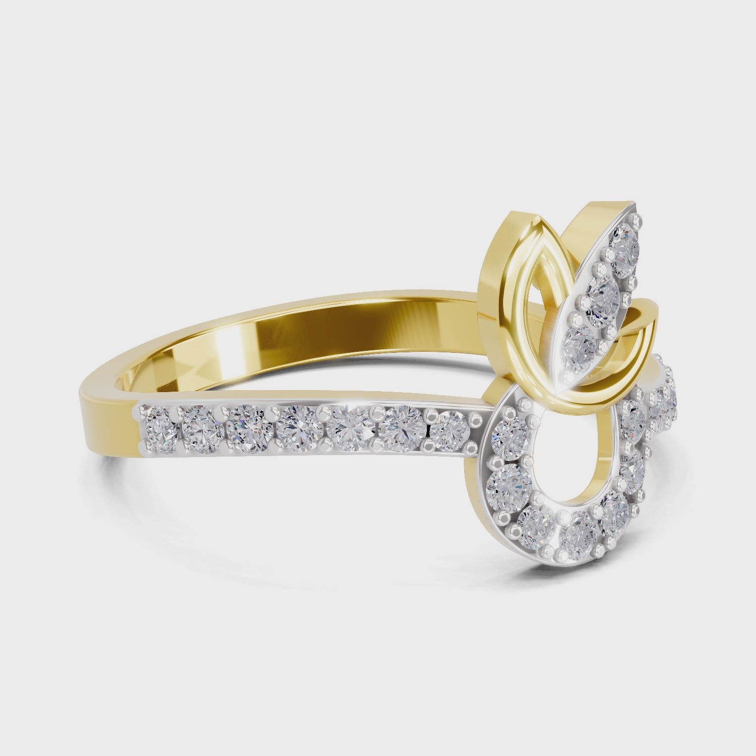 Load video: 0.32 Ct Round Shape | 925 Sterling Silver Gold Plated Floral Ring