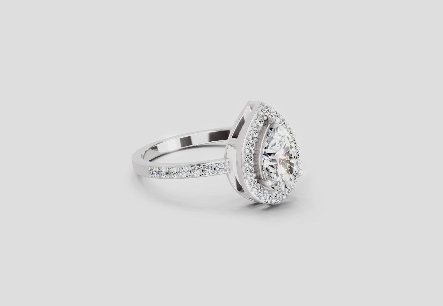 Load video: 1.22 Ct Pear Halo Diamond Engagement Ring | 14K White Gold