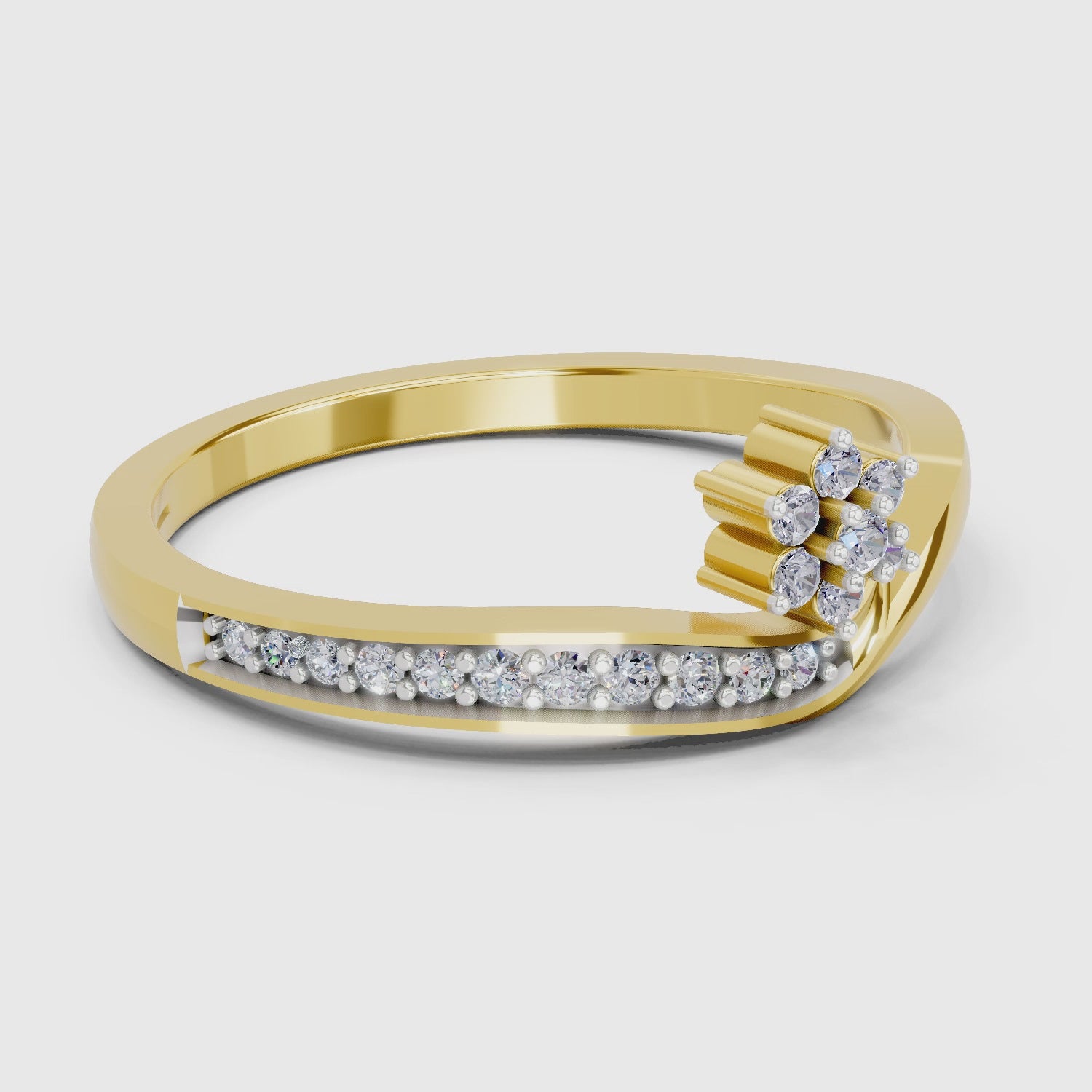 Load video: 0.11 Carat Round Shape Floral Engagement Ring | 14K Yellow Gold