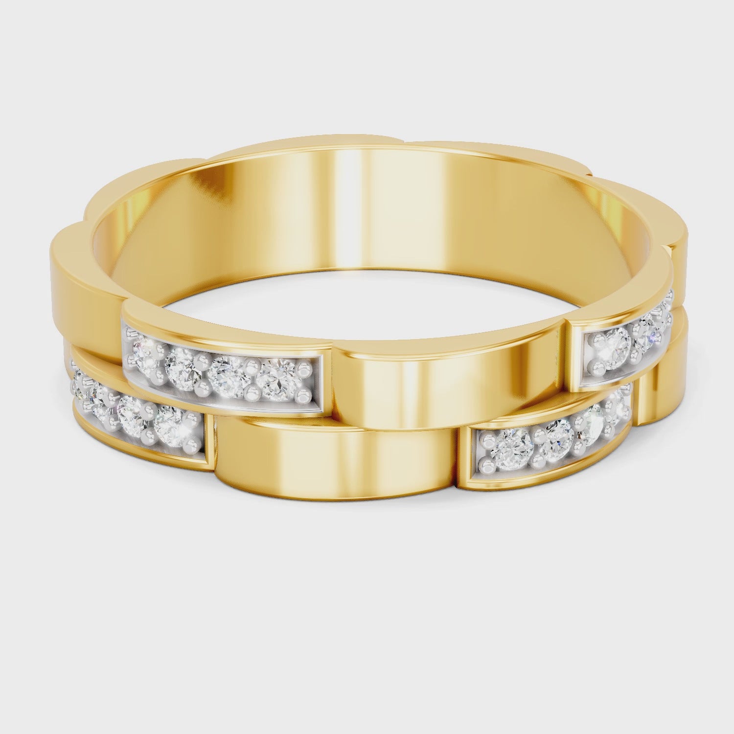 Load video: 0.45 Carat| 925 Sterling Silver Gold Plated Pave Band Ring