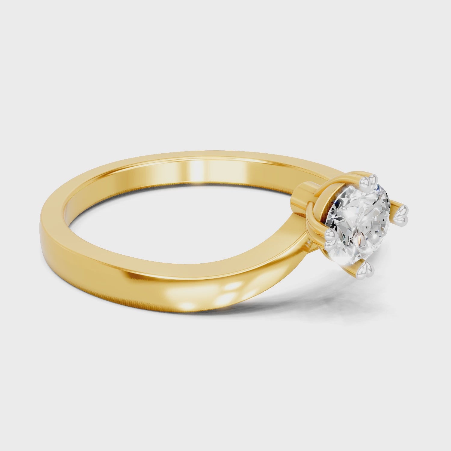 Load video: 0.39 Carat | 925 Sterling Silver Gold Plated Four-Prong Bypass Ring