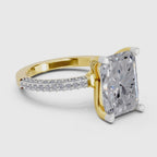 Sparkles 5.37 Ct Emerald Shape Solitaire Diamond Ring 14K Yellow Gold