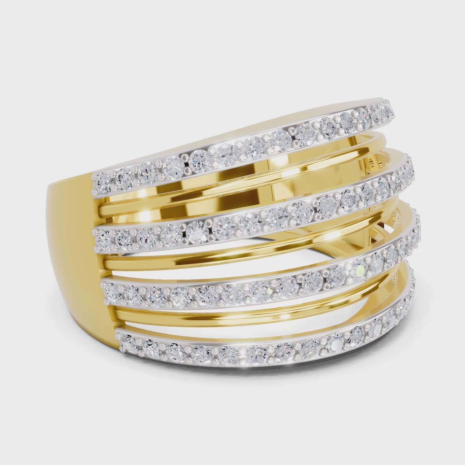 Load video: 0.8 Carat Round Shape Diamond | 925 Sterling Silver Gold Plated Band Ring