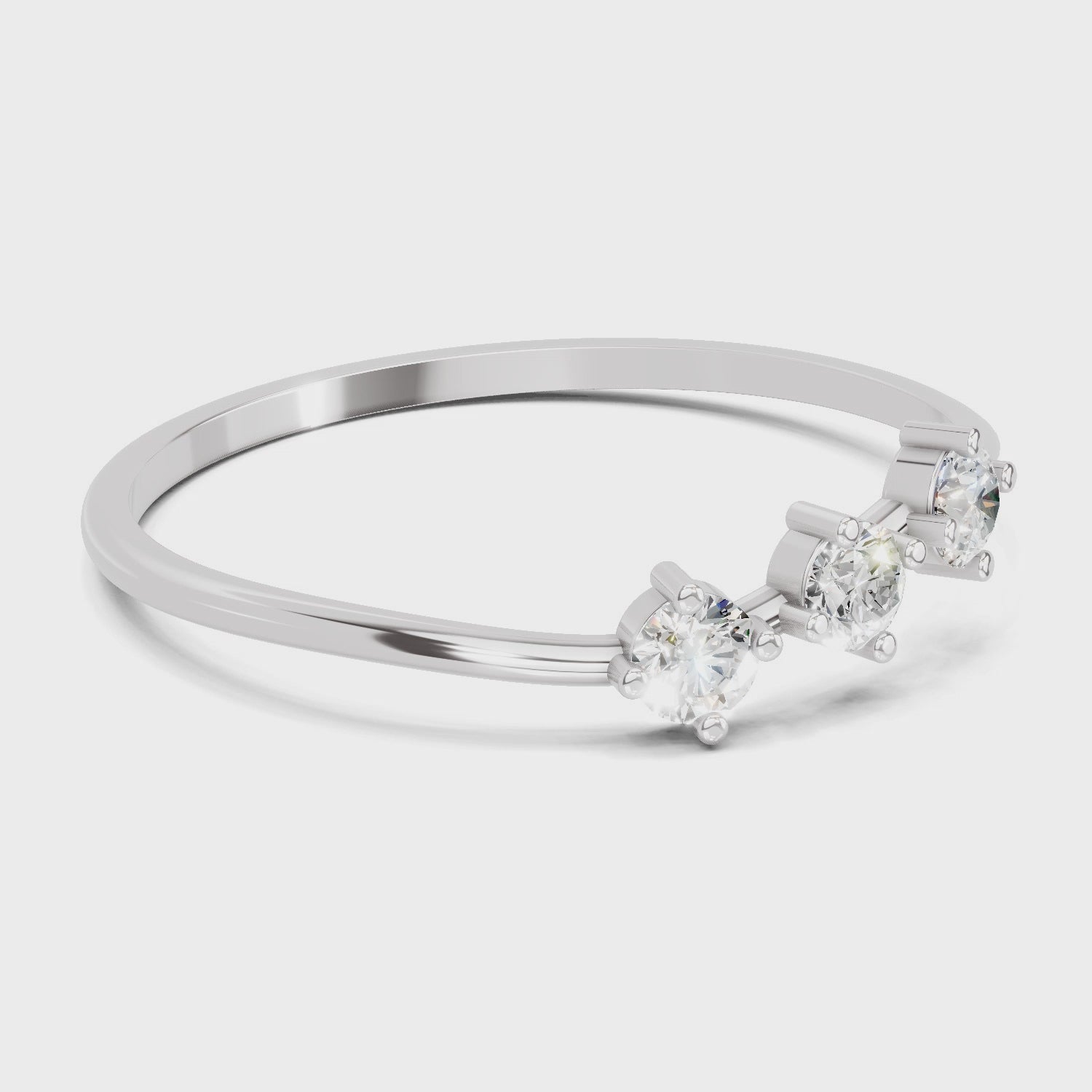 Load video: 0.18 Carat Trinity Gleam Diamond Engagement Ring | 14K White Gold