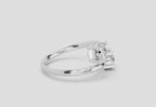 1 Ct Round Shape Diamond Two-Stone Open Ring | 14K White Gold