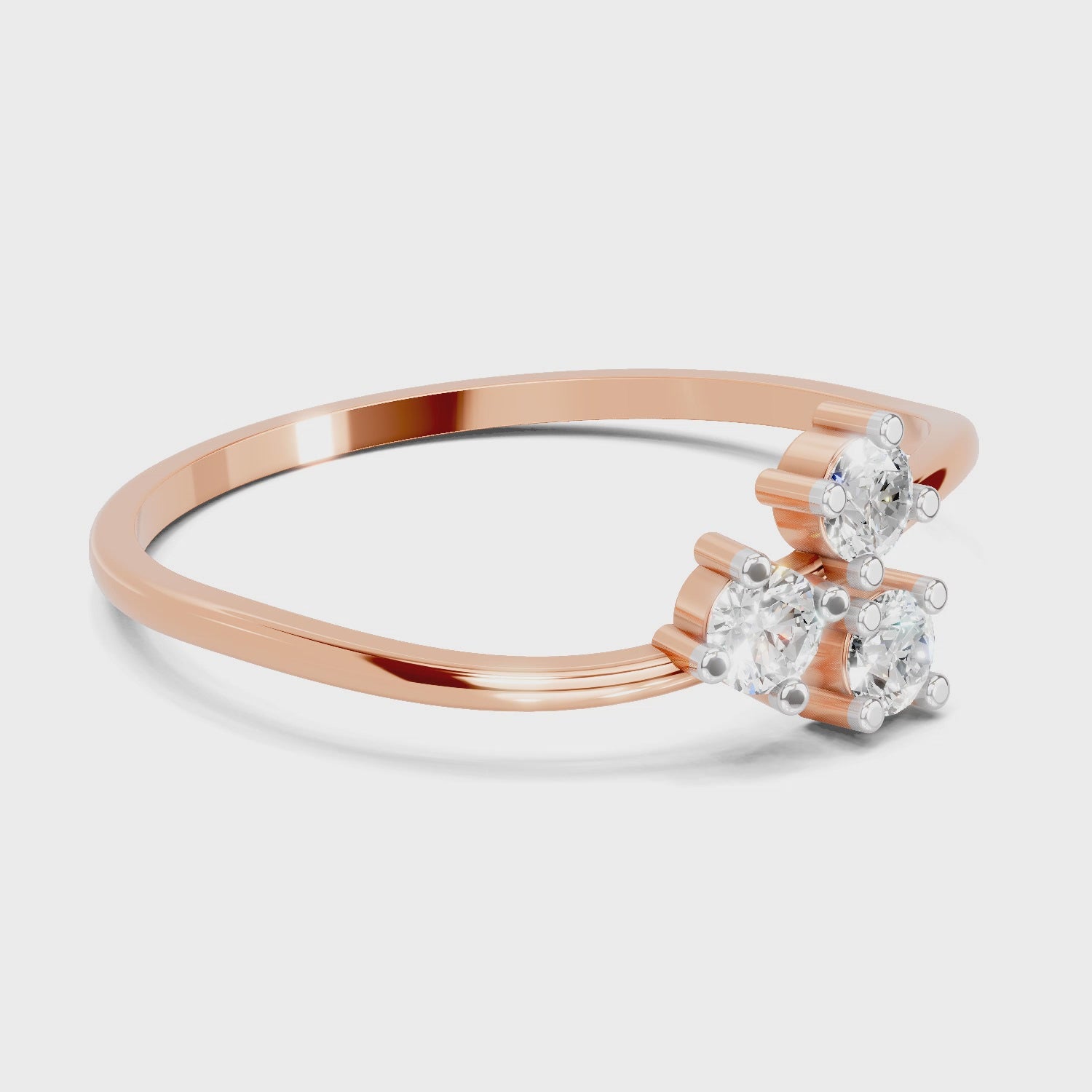 Load video: 0.18 Carat Threefold Diamond Engagement Ring | 14K Rose Gold