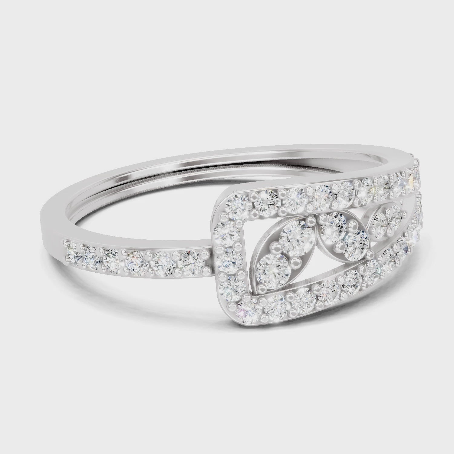 Load video: 0.49 Carat Round Shape Diamond Cluster Ring | 14K White Gold