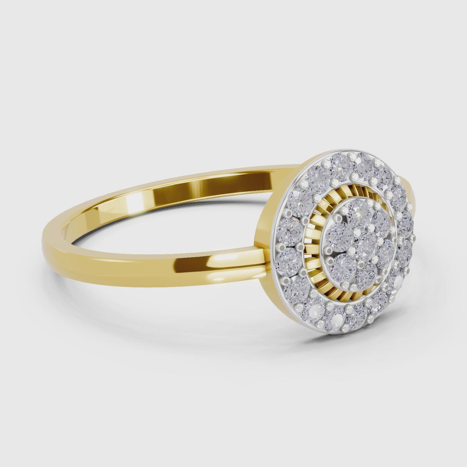 Load video: 0.23 Ct Round Shape | 925 Sterling Silver Gold Plated Halo Ring