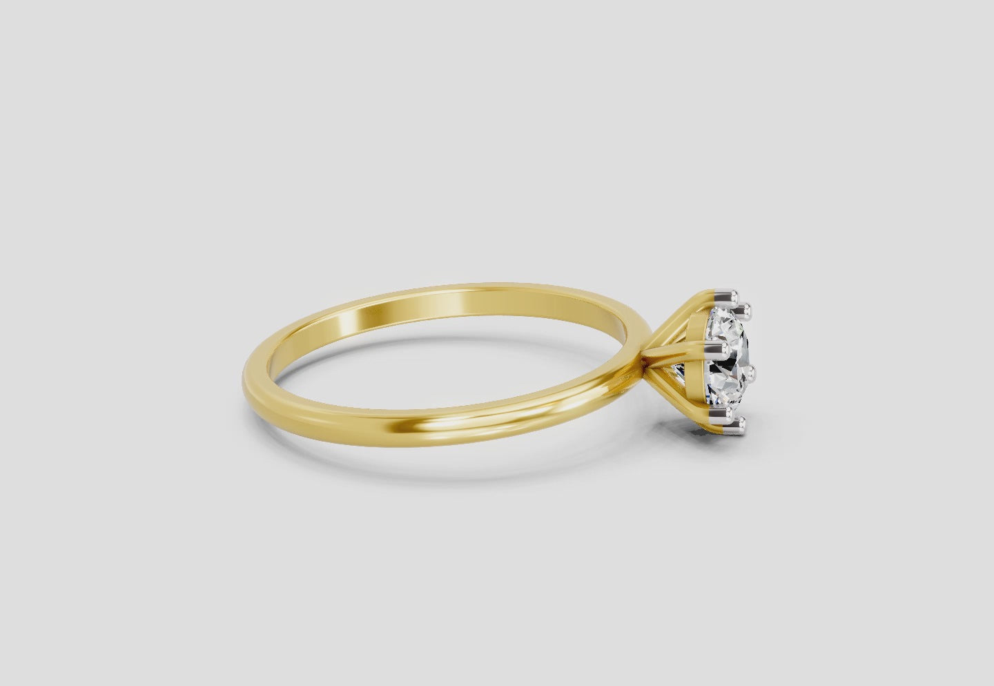 Load video: 6 Prong Solitaire 0.75 Ct  Round Shape Diamond | 14K Yellow Gold