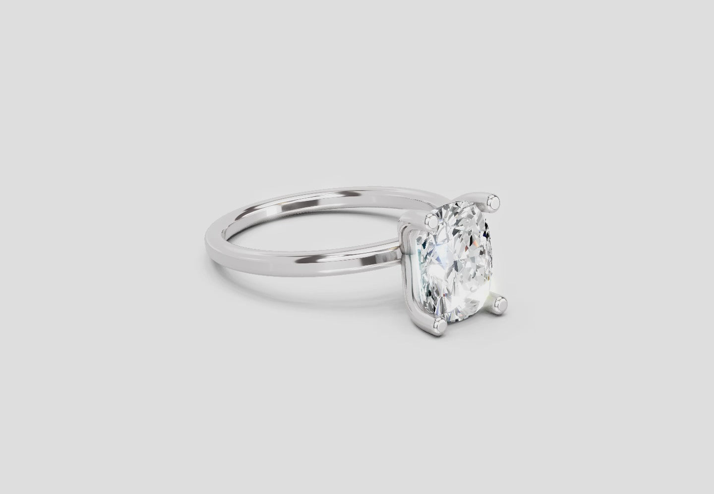 Load video: 2.13 Carat Cushion Shape Solitaire Diamond Ring | 14K White Gold