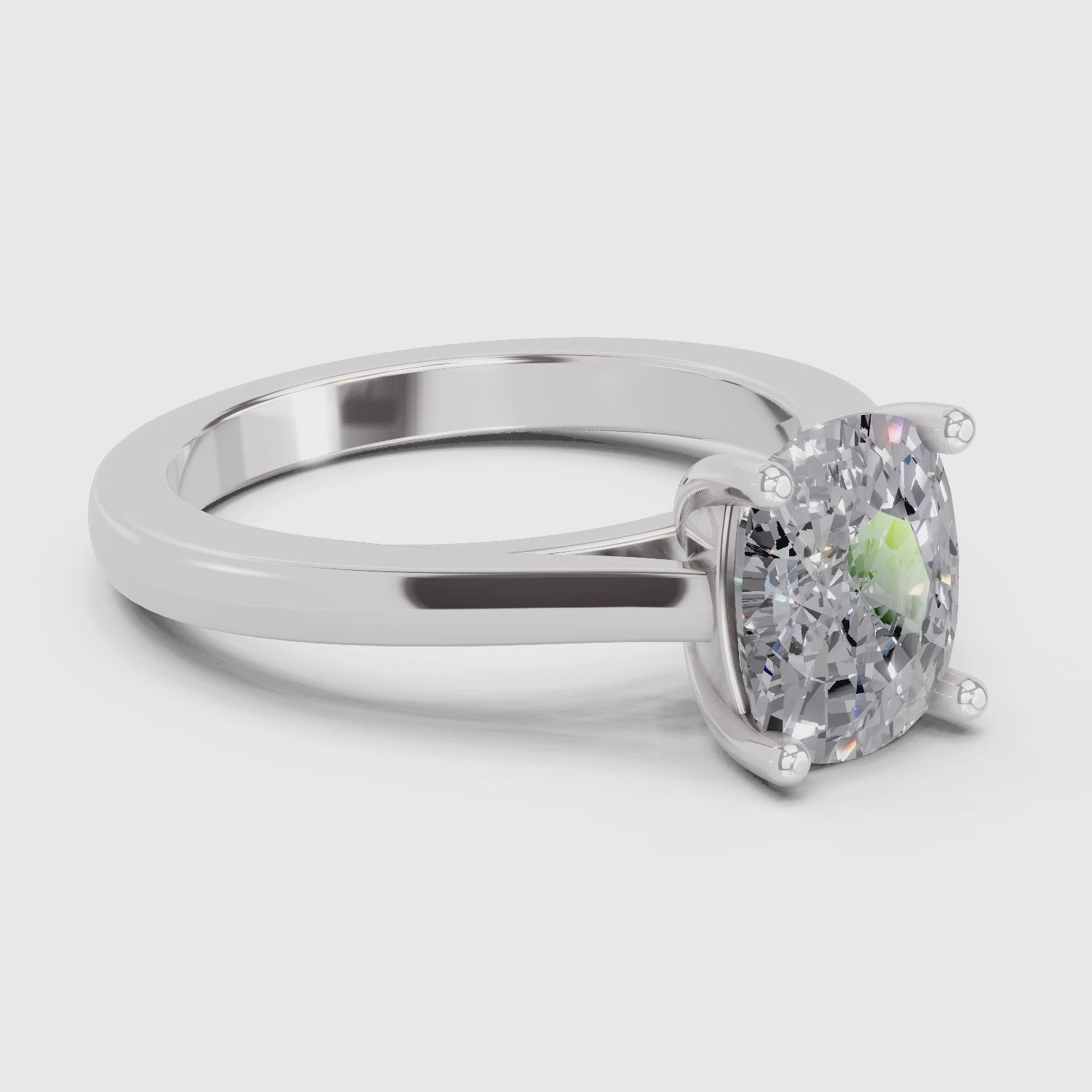 3 Ct Cushion Shape Solitaire Diamond Ring| 14K White Gold