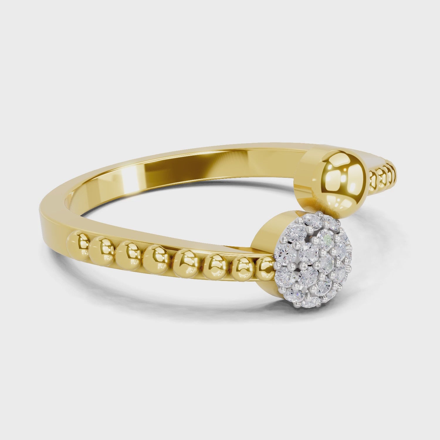 Load video: 0.13 Ct Round Shape | 925 Sterling Silver Gold Plated Duo Ring