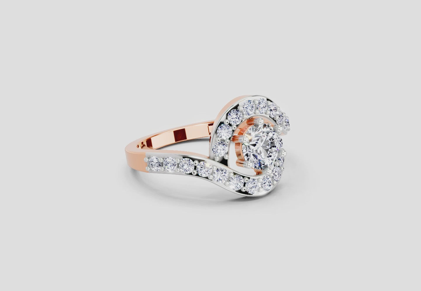 Load video: 1.29 Ct Round Halo Ring | 14K Rose Gold