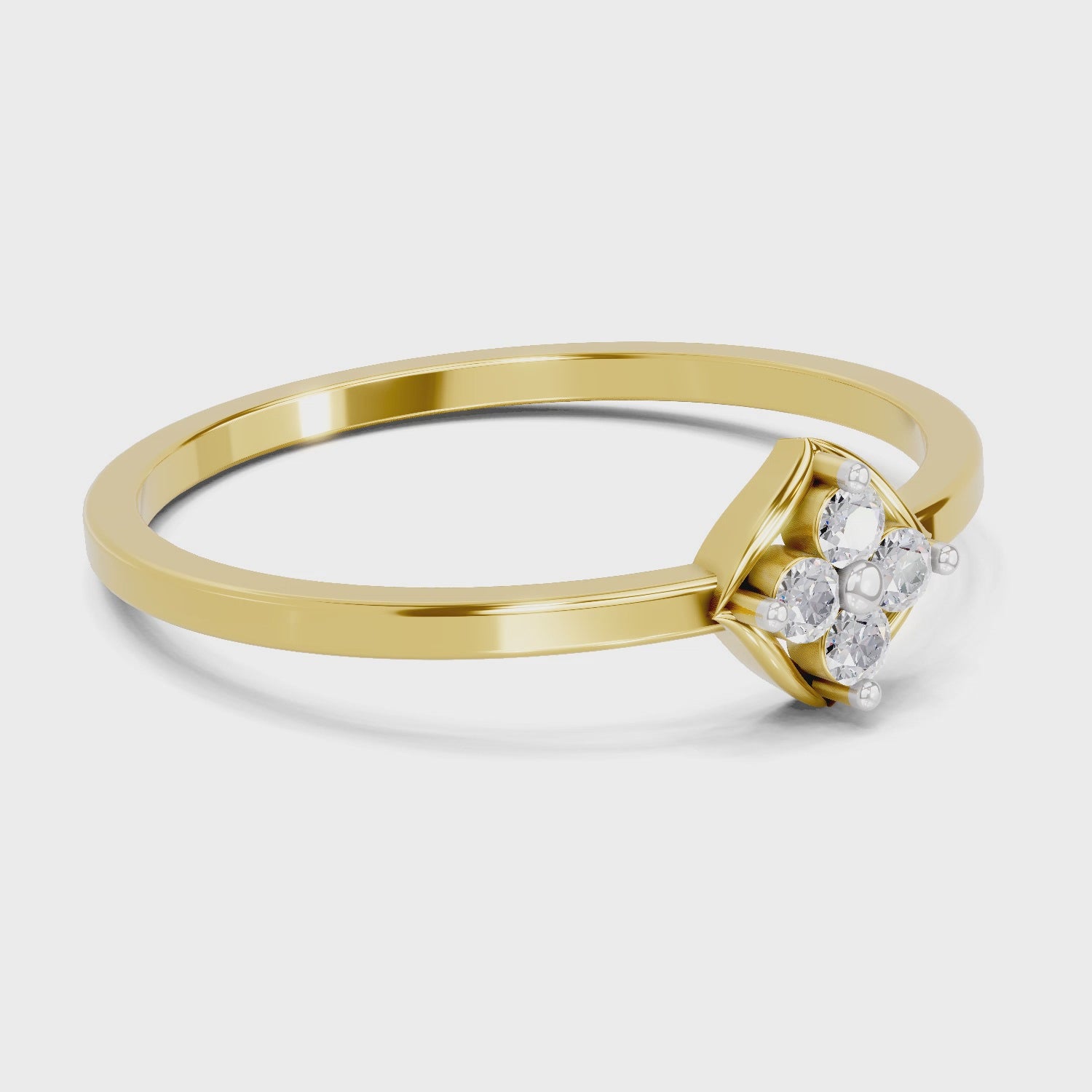Load video: 0.07 Ct Round Shape | 925 Sterling Silver Gold Plated Floral Ring