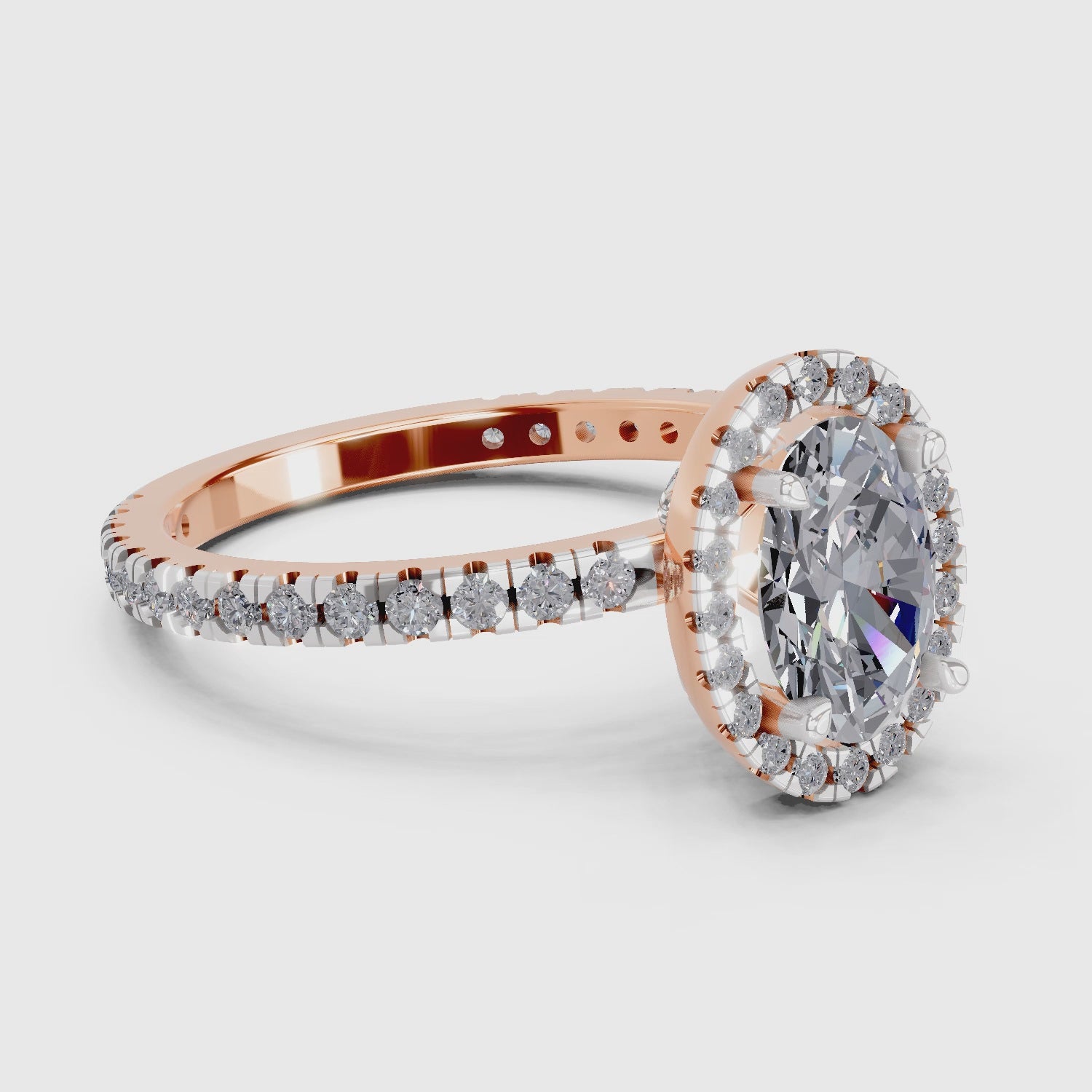 Load video: 1.66 Carat Oval Shape Halo Engagement Ring | 14K Rose Gold