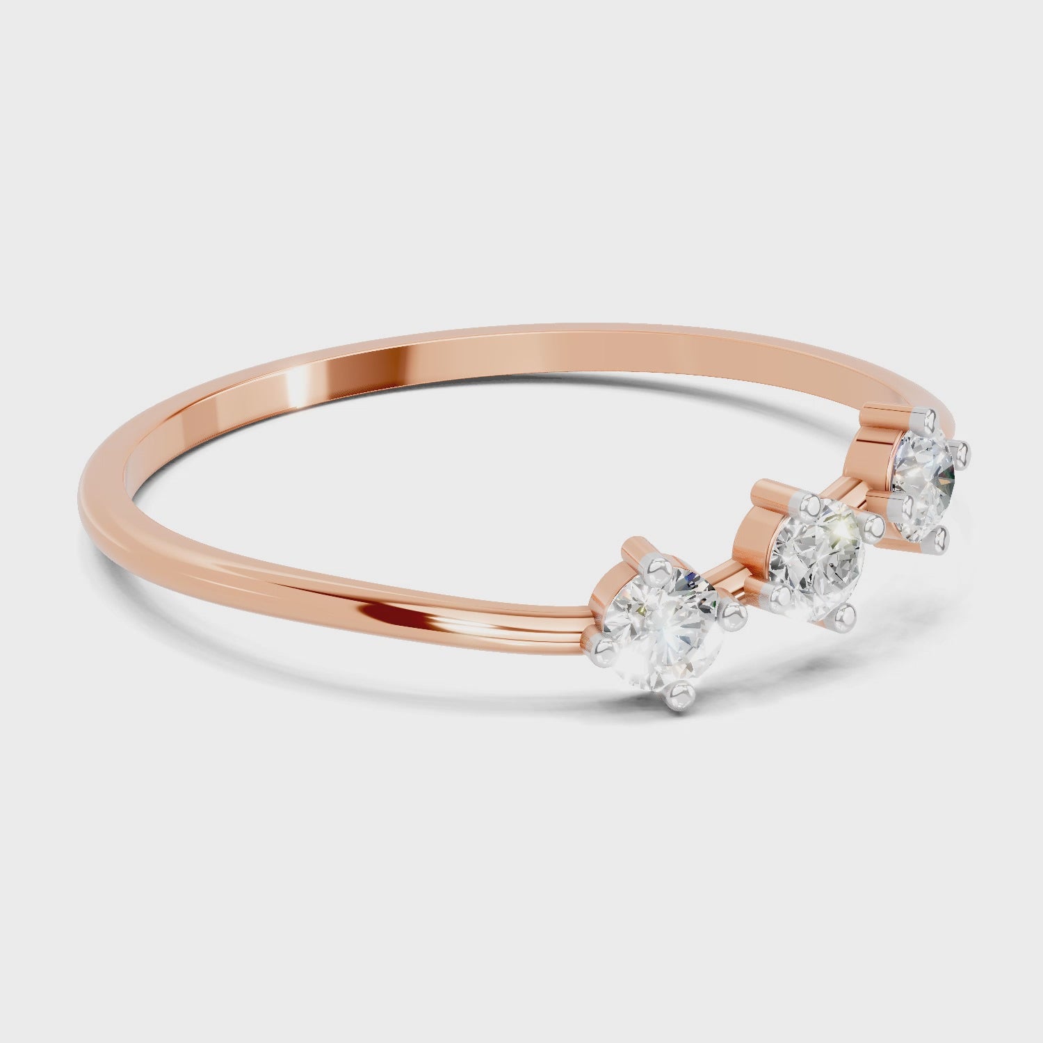 Load video: 0.18 Carat Trinity Gleam Diamond Engagement Ring | 14K Rose Gold