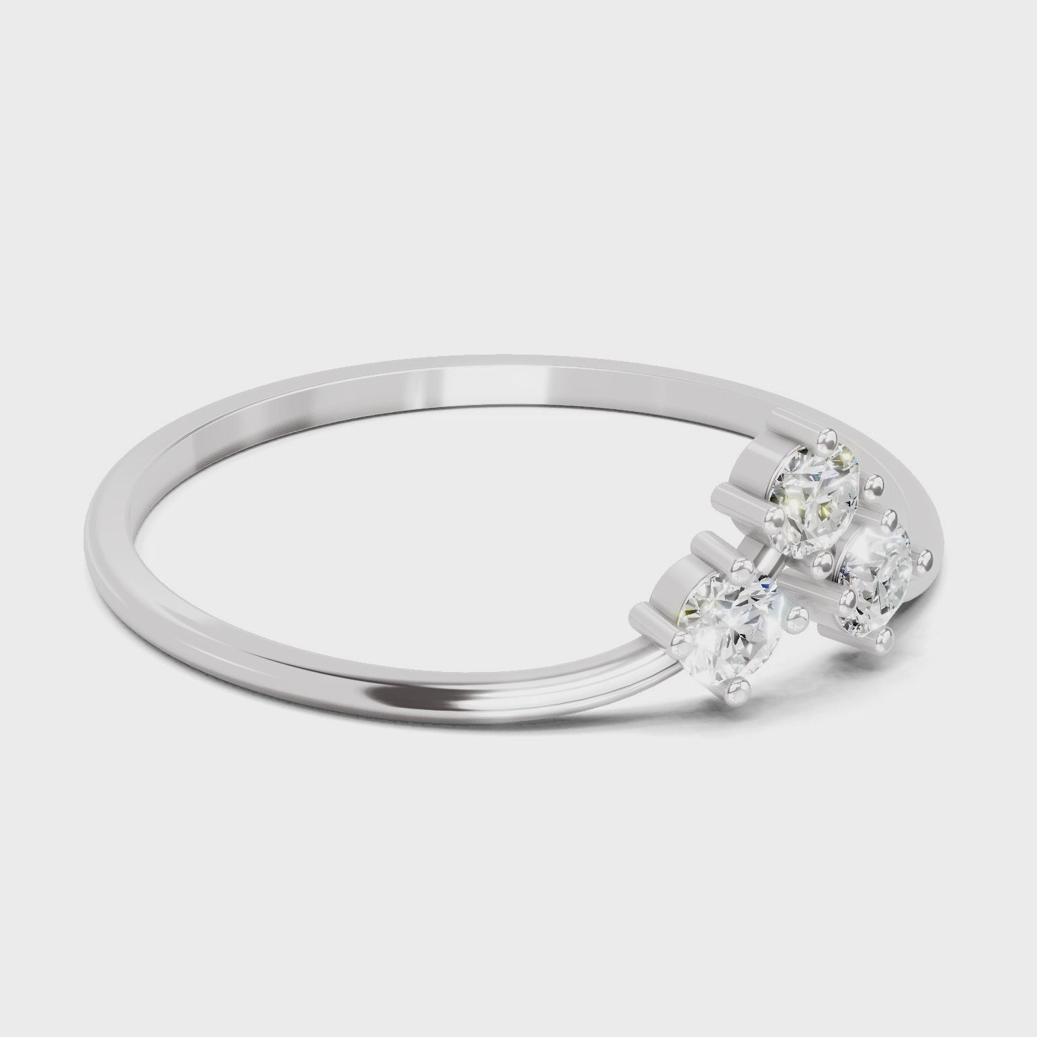 Load video: 0.18 Carat Trinity Diamond Engagement Ring | 14K White Gold