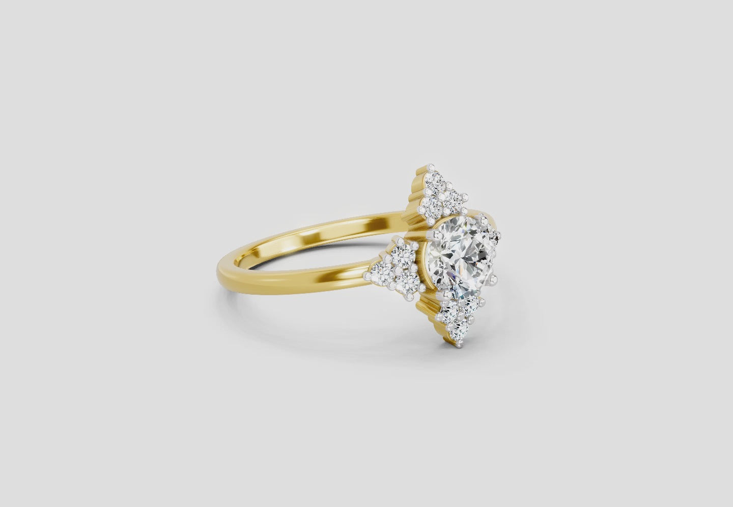 Load video: 0.70 Ct Round Shape Cluster Diamond Ring | 14K Yellow Gold