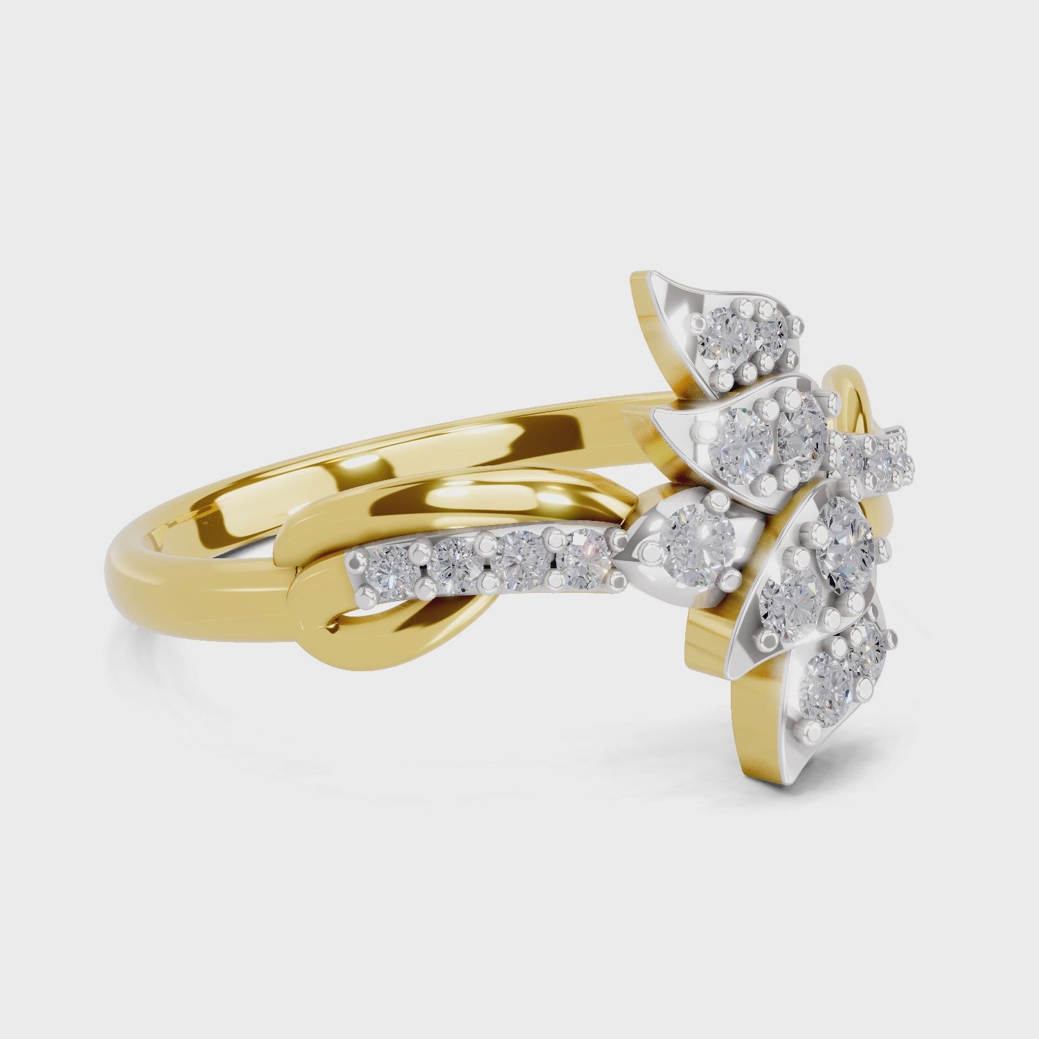 Load video: 0.28 Carat  | 925 Sterling Silver Gold Plated Lotus Ring