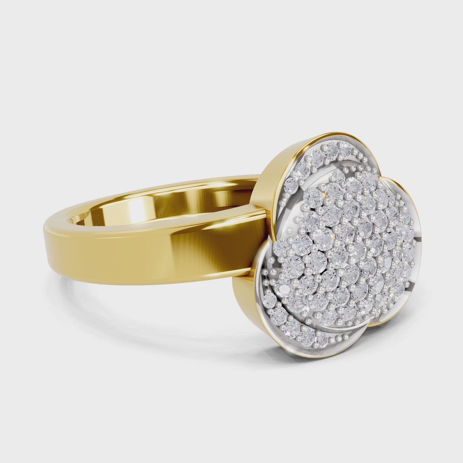 Load video: 0.46 Carat Round Shape Diamond | 925 Sterling Silver Gold Plated Cluster Ring