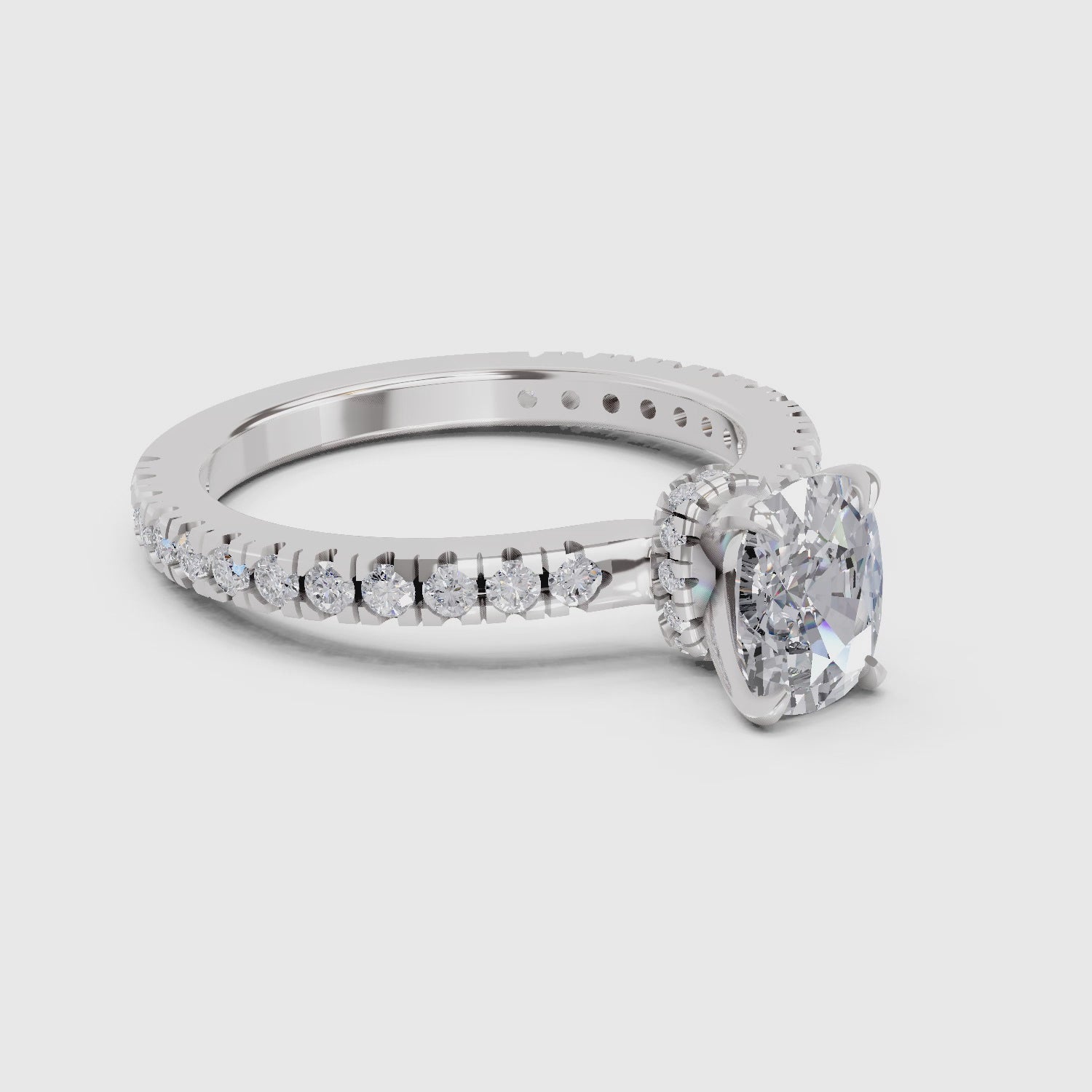 1.41 Ct Cushion Shape Solitaire Diamond Ring| 14K White Gold