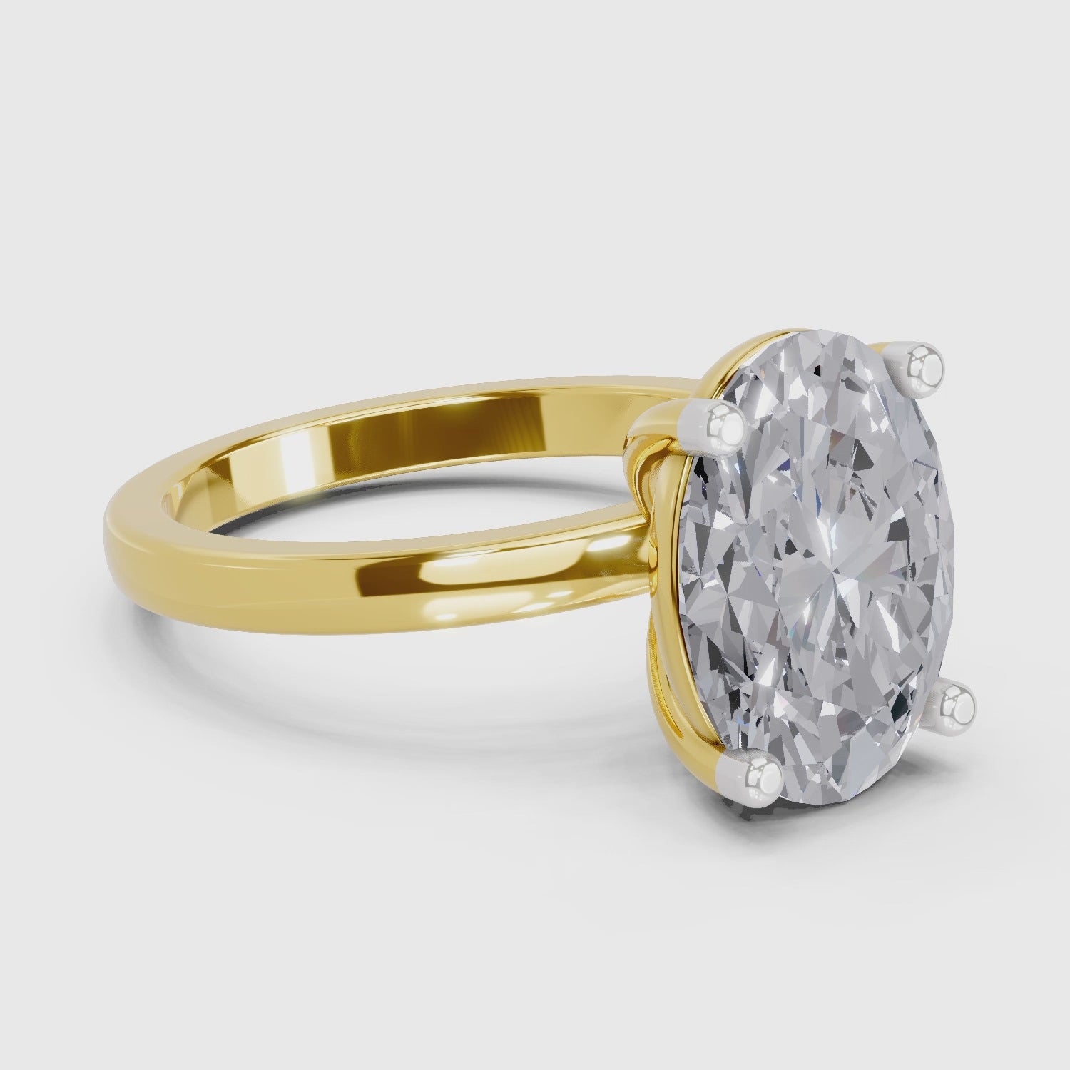 4 Ct Oval Shape Solitaire Diamond Ring| 14K Yellow Gold