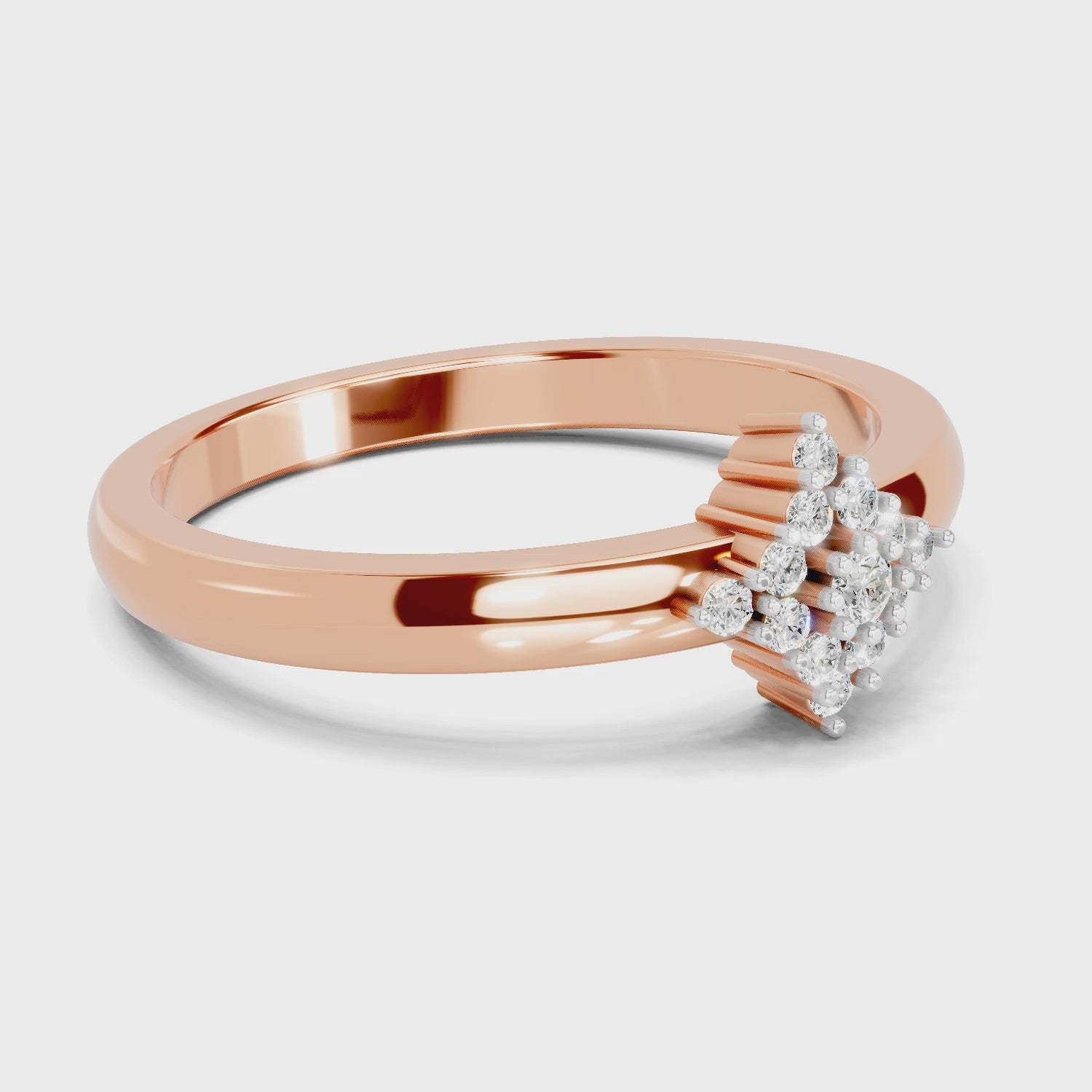 Load video: 0.12 Carat Diamond Kite Cluster Promise Engagement Ring | 14K Rose Gold