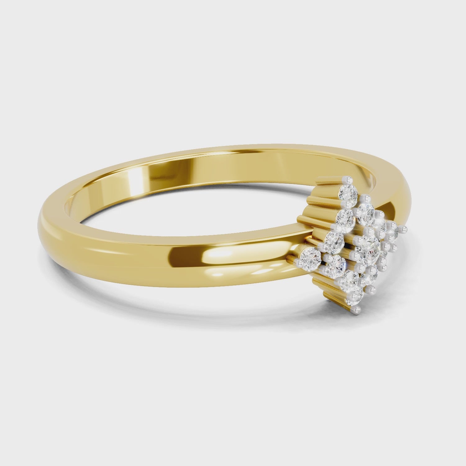 Load video: 0.12 Carat Diamond Kite Cluster Promise Engagement Ring | 14K Yellow Gold