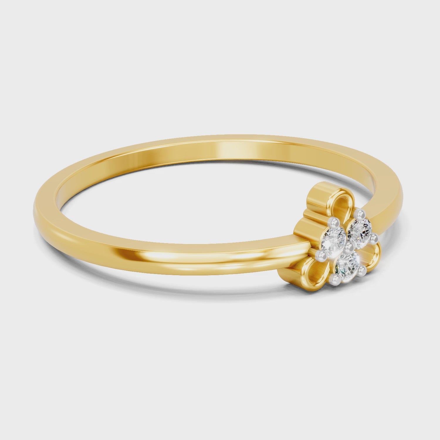 Load video: 0.05 Carat | 925 Sterling Silver Gold Plated Minimalist Trilogy Ring
