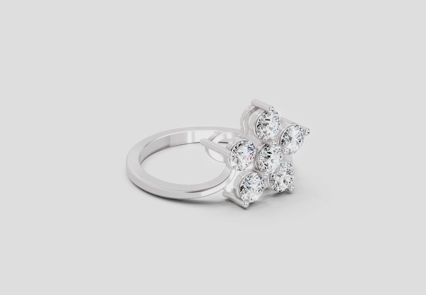 0.81 Ct Round Shape Diamond Flower Ring | 14K White Gold