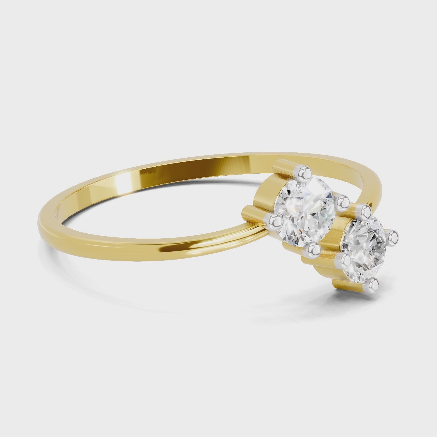 Load video: Sparkles Lab Grown Diamond 0.29 Carat Eternal Duo Diamond Engagement Ring | 14K Yellow Gold