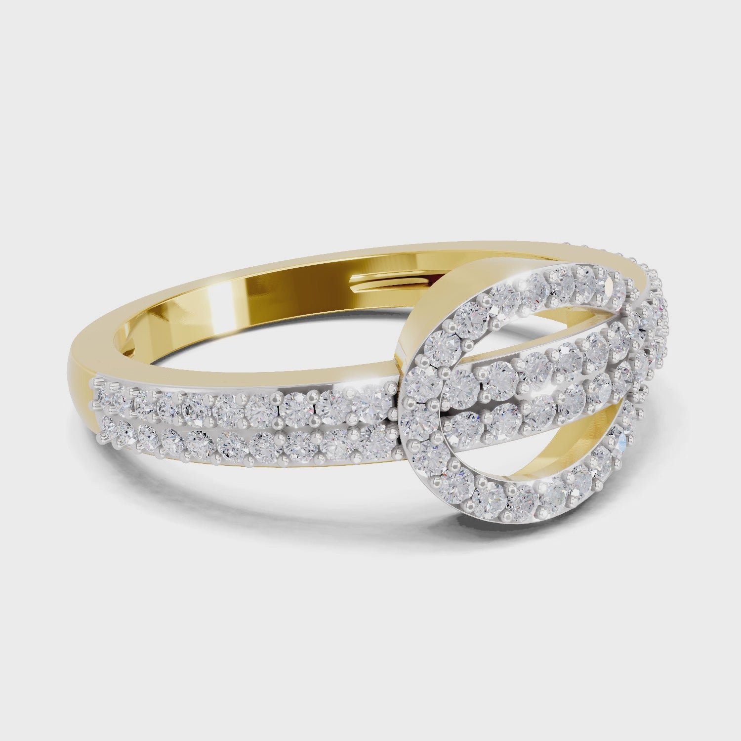 Load video: 0.5 Carat Round Shape Diamond | 925 Sterling Silver Gold Plated Eterna Loop Ring