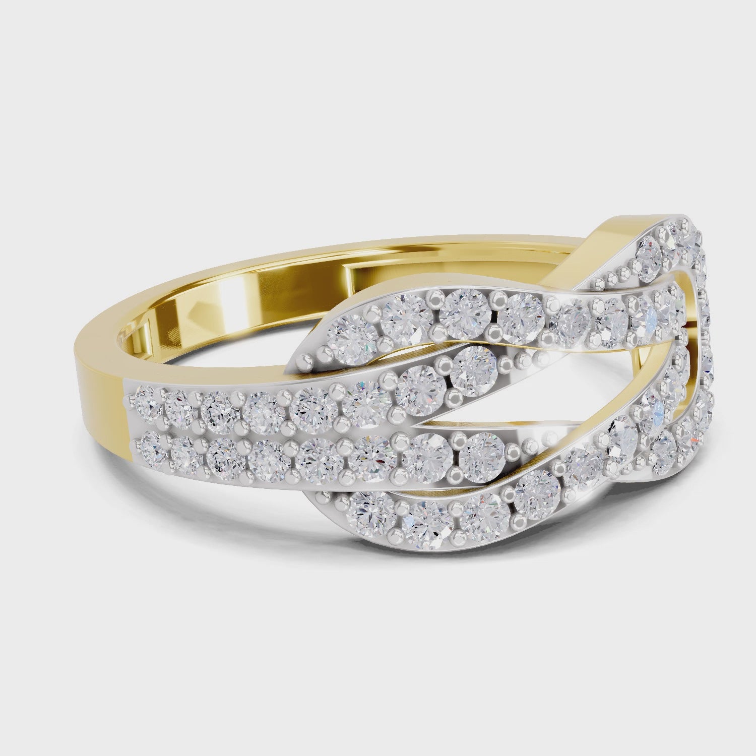 Load video: 0.77 Carat Round Shape Diamond | 925 Sterling Silver Gold Plated Infinity Ring