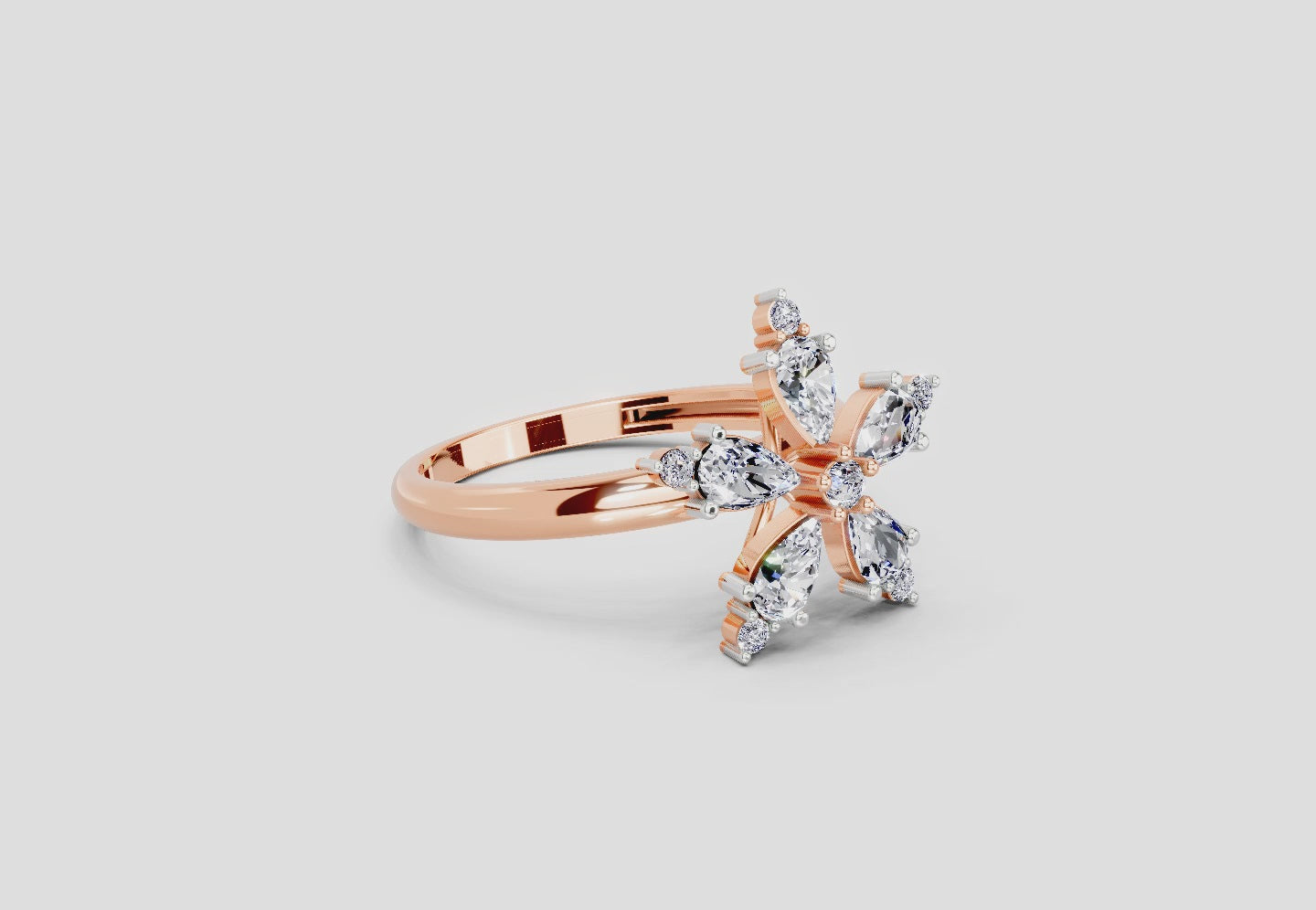 Load video: 1.61 Ct Pear Shape Floral Diamond Ring | 14K Rose Gold