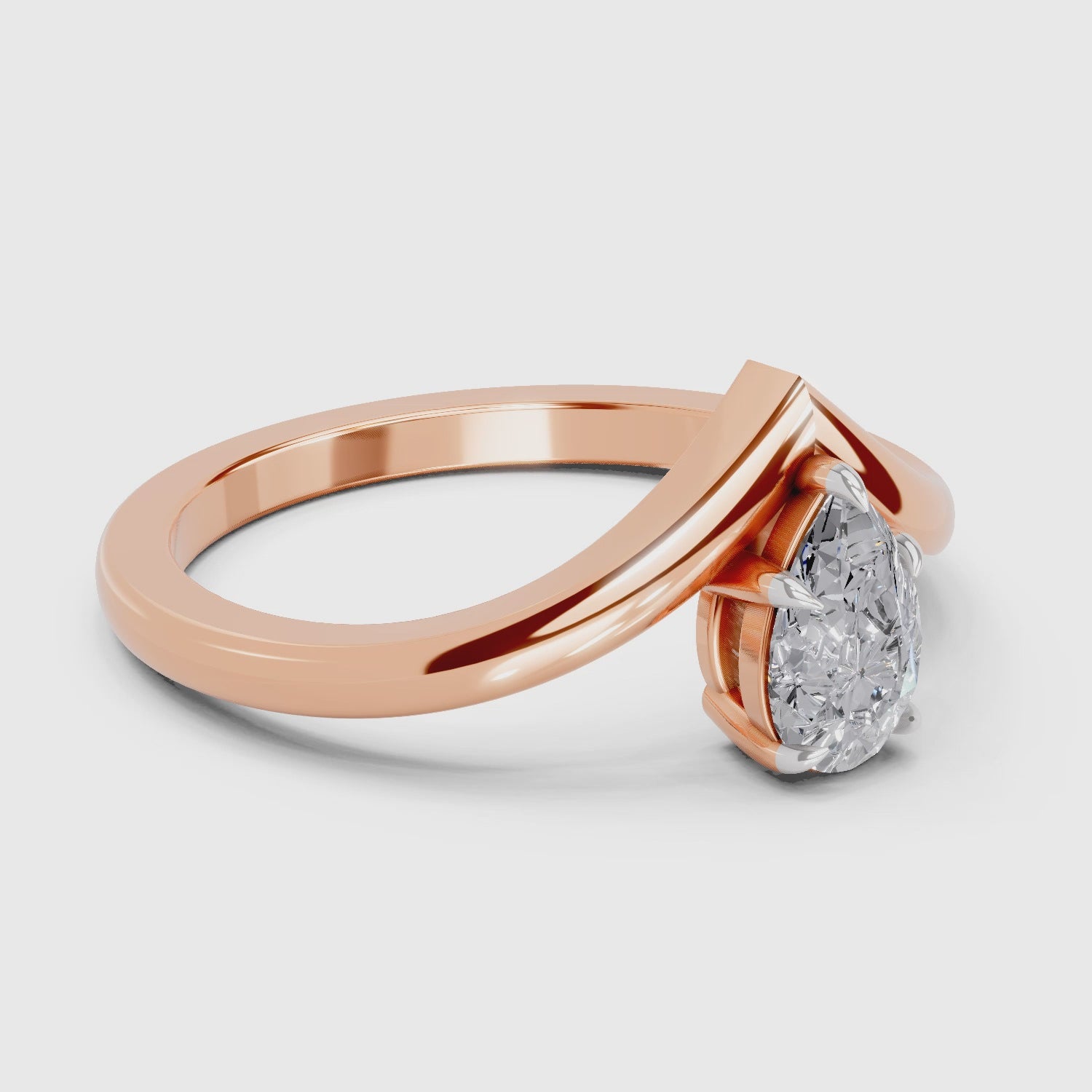 Load video: 0.5 Ct Pear Shape Solitaire Diamond Ring| 14K Rose Gold